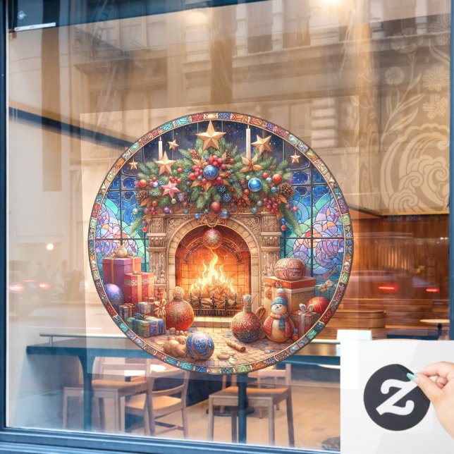 Kaminklammer Fensteraufkleber (Café-Fenster)