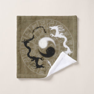 Kamiyomoji Yin Yang Dragon Wash Tuch