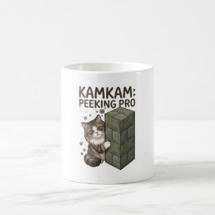 KAMKAM Spähender Pro Lustiger Pixel Block Katzenku Kaffeetasse