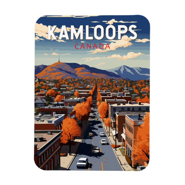 Kamloops Canada Travel Art Vintag Magnet (Vertikal)