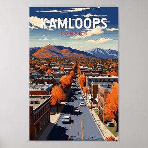 Kamloops Canada Travel Art Vintag Poster