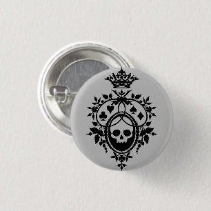 Kamm mit Totenkopf und Kartenspielanzug-Knopf Button