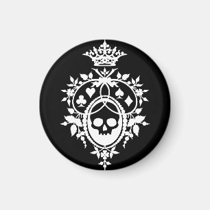 Kamm mit Totenkopf und Kartensymbolen Magnet