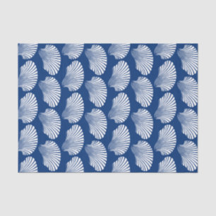 Kamm-Muschel-Muschel-Block-Druck, Marine-Blau und Seidenpapier