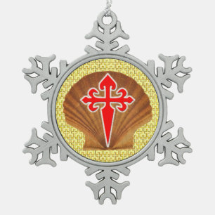 Kamm-Muschel-Muschel Schneeflocken Zinn-Ornament