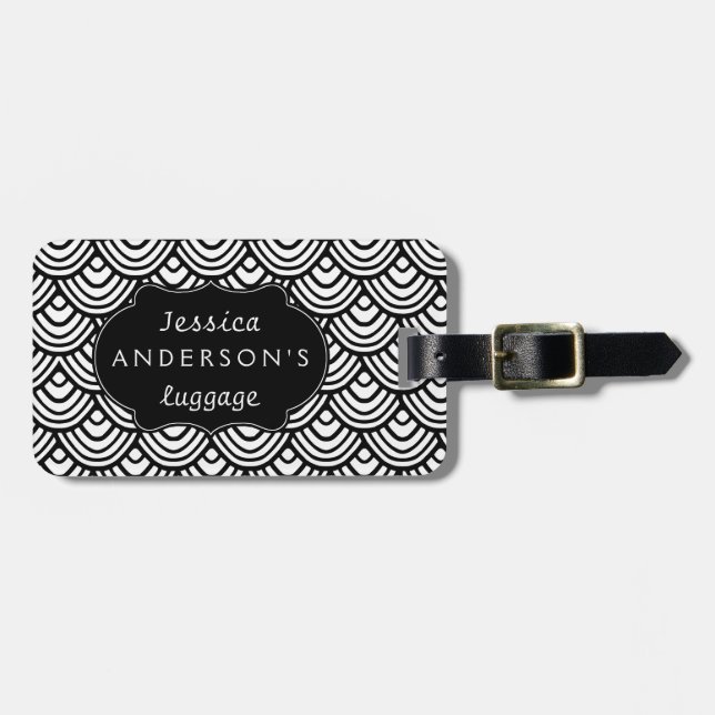 Kamm-Muschel-Skala-Muster-personalisiertes Gepäckanhänger (Vorderseite horizontal)