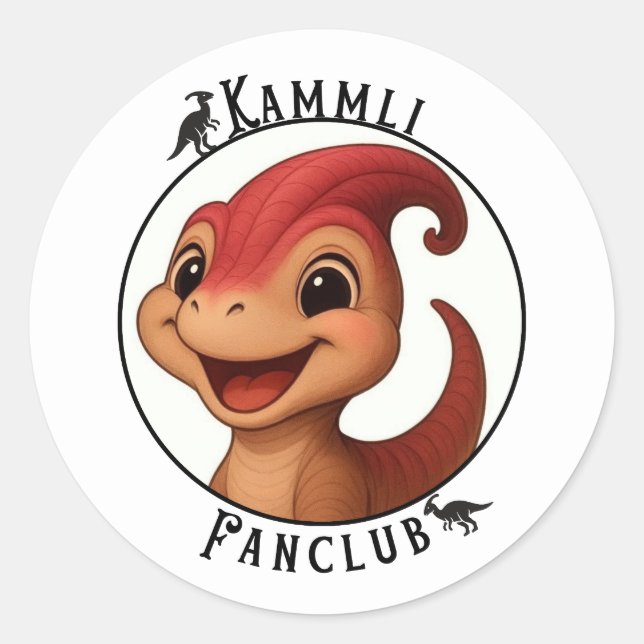 Kammli Fanclub – Niedlicher Dino‑Sticker Runder Aufkleber (Vorderseite)