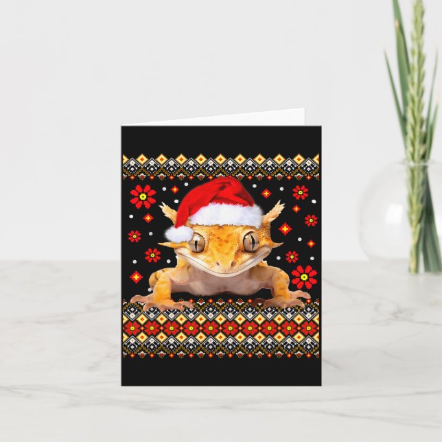 Kammlöwe hässlicher Weihnachtspullover Karte (Vorderseite)