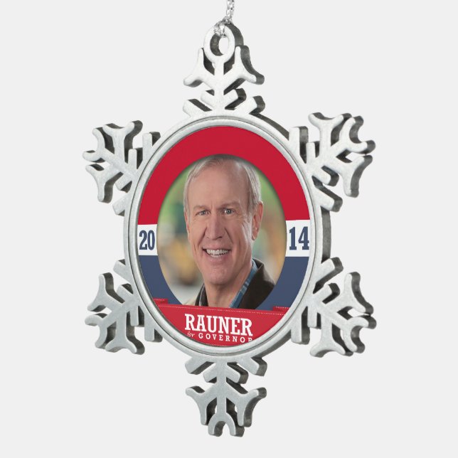 KAMPAGNE BRUCE RAUNER SCHNEEFLOCKEN Zinn-Ornament (Rechts)