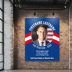 Kampagnen-Foto mit geschwungener Schrift - Rot-Wei Poster