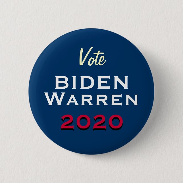 Kampagnenschaltfläche "Vote BIDEN WARREN 2020" Button (Vorderseite)