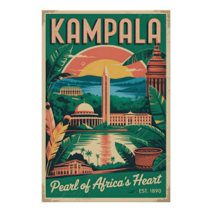 Kampala Uganda Retro-Reiseposter-Kunst Poster