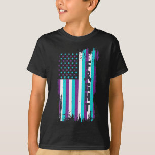 Kampf Amerikanische Flagge Suizidpräventionsbewuss T-Shirt