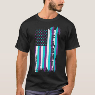 Kampf Amerikanische Flagge Suizidpräventionsbewuss T-Shirt