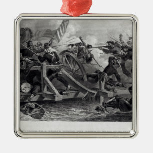 Kampf auf einer Brücke während des Rückzugs Silbernes Ornament