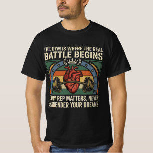 Kampf beginnt Gym Motivation Vintage Fitness Desig T-Shirt