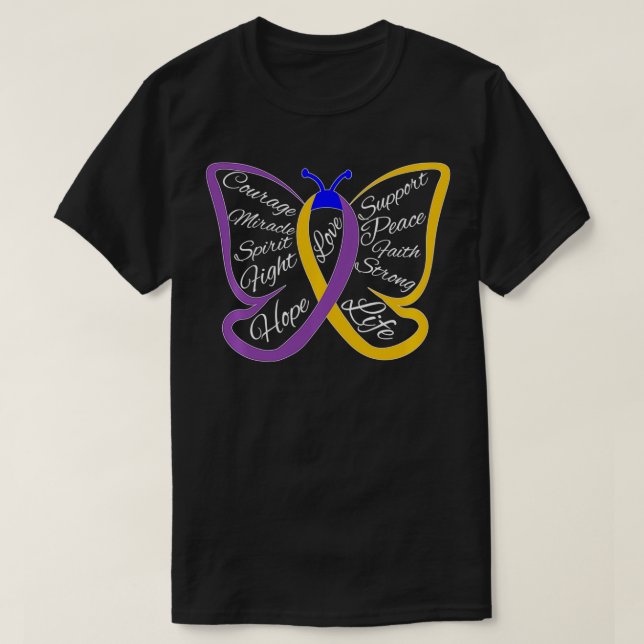 Kampf Blase Krebs Bewusstsein Schmetterling Pullov T-Shirt (Design vorne)