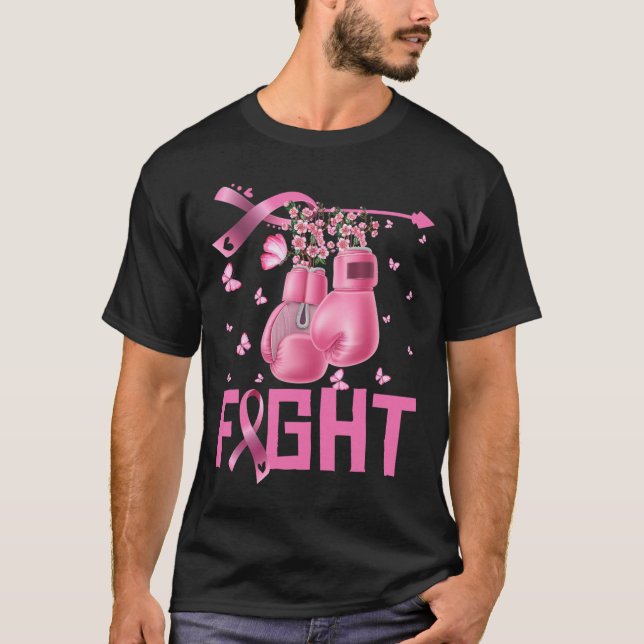 Kampf Brustkrebs Bewusstsein Boxhandschuhe Krieg T-Shirt (Vorderseite)