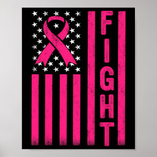Kampf Brustkrebs der amerikanischen Flagge A Poster