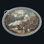 Kampf der Erbse Ridge Ovale Gürtelschnalle<br><div class="desc">Kurz und Illustration Allison |,  die den Kampf der Erbse Ridge,  Arkansas,  7.-8. März 1862 gedenkt.</div>