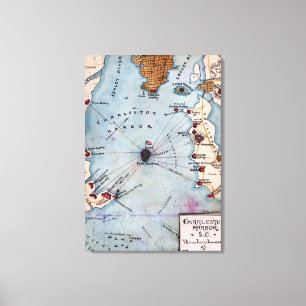 Kampf des Forts Sumter - ziviler Krieg panoramisch Leinwanddruck