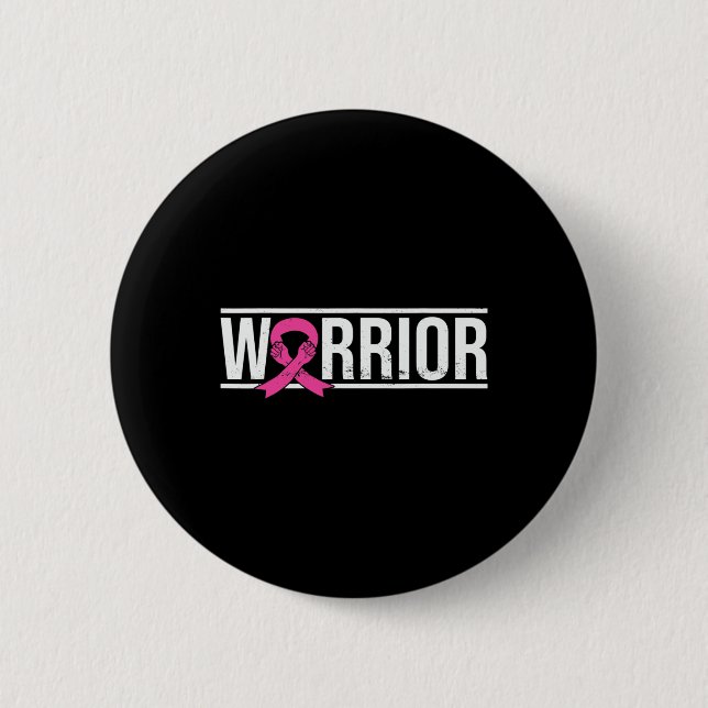 Kampf des Kriegers gegen den rosa Ribbon-Brustkreb Button (Vorderseite)