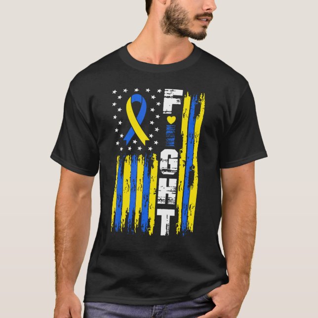 Kampf Down Syndrome Awareness Patriotic USA Amerik T-Shirt (Vorderseite)