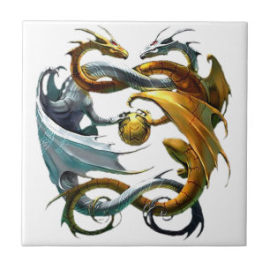 Kampf-Drachen Fliese
