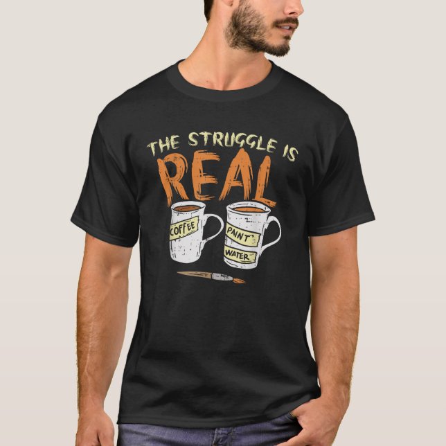 Kampf Echter Kaffee Farbe Wasser Gewitter Künstler T-Shirt (Vorderseite)