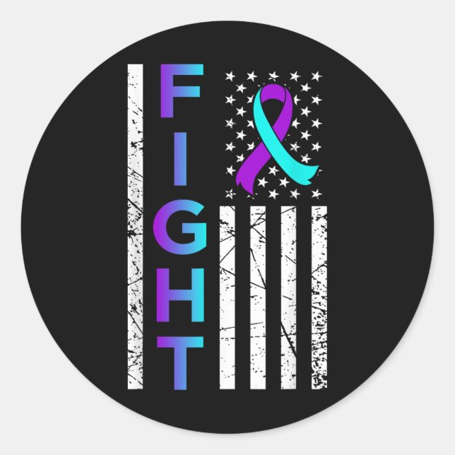 Kampf Flag Flats Fappy Suicide Awareness Support G Runder Aufkleber (Vorderseite)