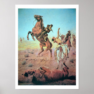 Kampf für das Wasser-Loch (Farbelitho) Poster