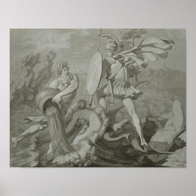 Kampf gegen Achilles mit dem Fluss Scamander Poster (Vorne)