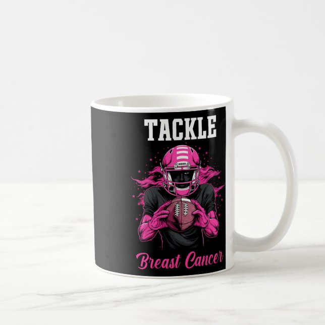Kampf gegen Brustkrebs Bewusstsein rosa Bronzefußb Kaffeetasse (Rechts)