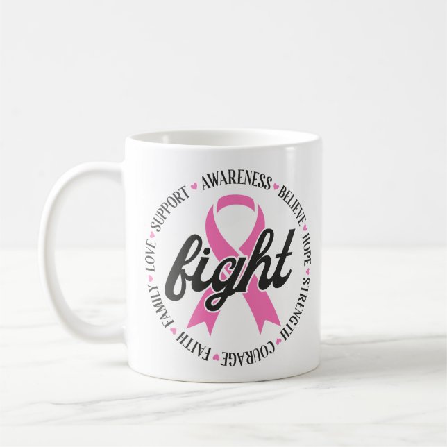 Kampf gegen Brustkrebs Pink Ribbon Bewusstsein Kaffeetasse (Links)