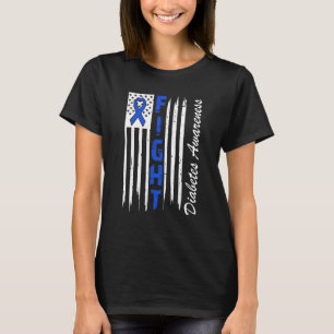 Kampf gegen Diabetes Blaues Band USA-Flagge T1D Di T-Shirt