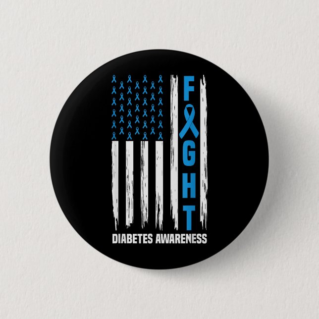 Kampf gegen Diabetes Flagge Typ-1-Typ-2-Diabetes Button (Vorderseite)