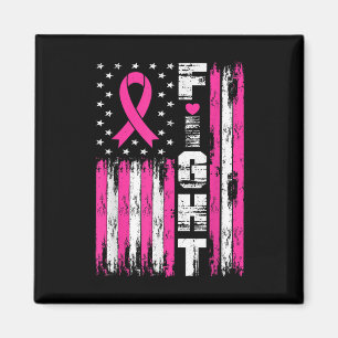 Kampf gegen die amerikanische Flagge rosa Ribbon B Magnet