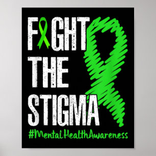 Kampf gegen die Stigma Green Ribbon Mental Health Poster