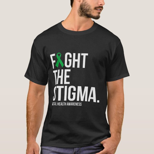 Kampf gegen die Stigma Green Ribbon Mental Health  T-Shirt (Vorderseite)