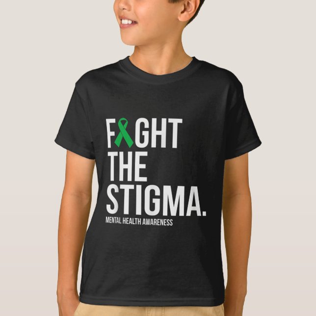 Kampf gegen die Stigma Green Ribbon Mental Health  T-Shirt (Vorderseite)
