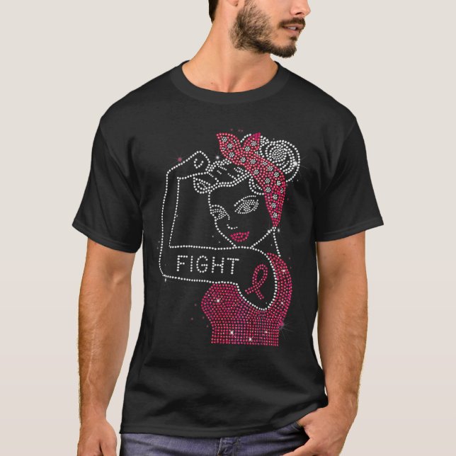 Kampf gegen Rosie den Riveter Kristall Brustkrebs T-Shirt (Vorderseite)