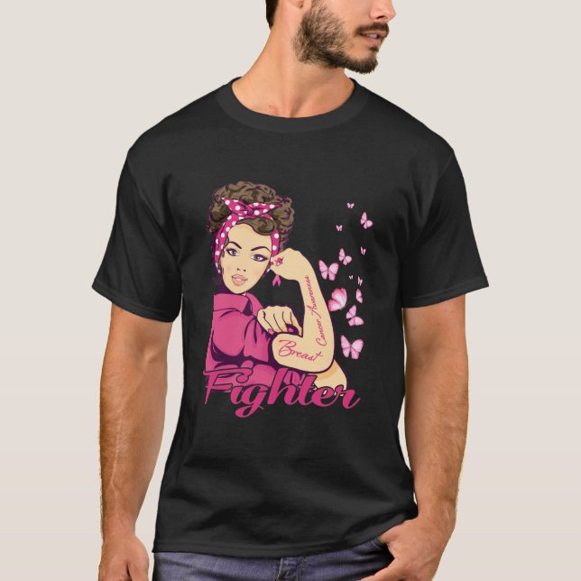 Kampf gegen Rosie Riveter Brustkrebs Bewusstsein T-Shirt (Vorderseite)