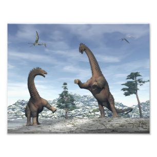 Kampf gegen Saurus-Dinosaurier - 3D-Rendering Fotodruck