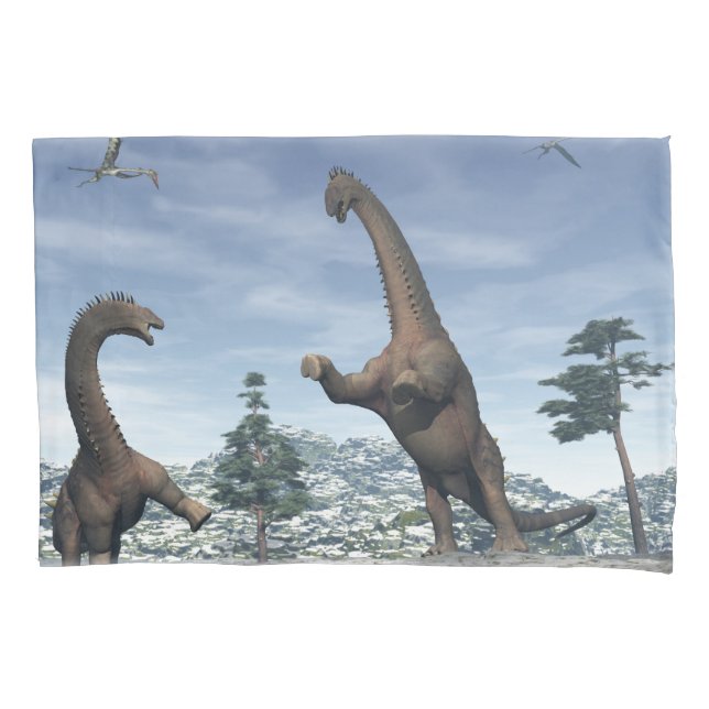 Kampf gegen Saurus-Dinosaurier - 3D-Rendering Kissenbezug (Vorderseite)