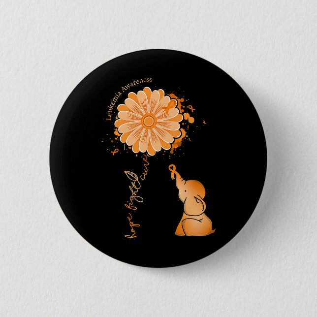 Kampf gegen Sonnenblumen Elefant Leukämie Bewussts Button (Vorderseite)