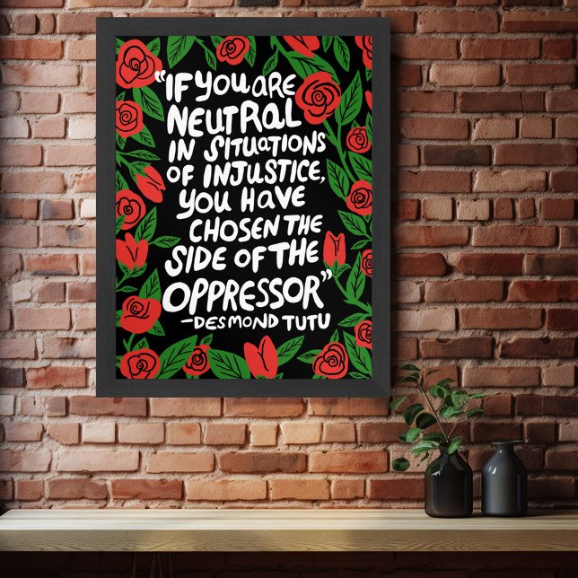Kampf gegen Ungerechtigkeit Desmond Tutu Zitat Pal Poster (Fight Injustice Desmond Tutu Quote Palestine Flag Colors Poster
)