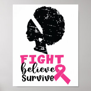 Kampf glauben, schwarze Frauen überleben Brustkreb Poster