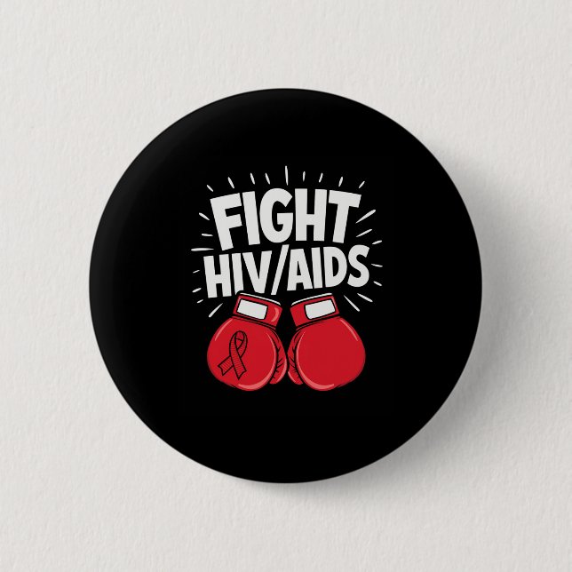 Kampf Hivaid Awareness Red Boxing Handschuhe Button (Vorderseite)