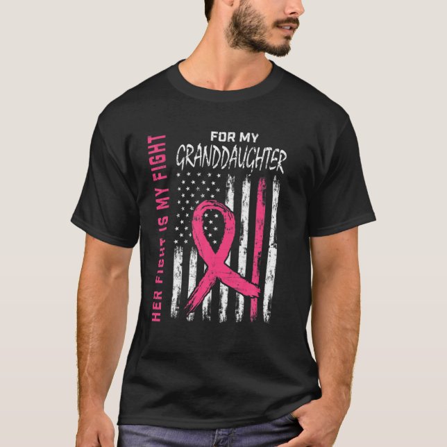 Kampf Ich trage Pink Grandtochter Brustkrebs Krieg T-Shirt (Vorderseite)