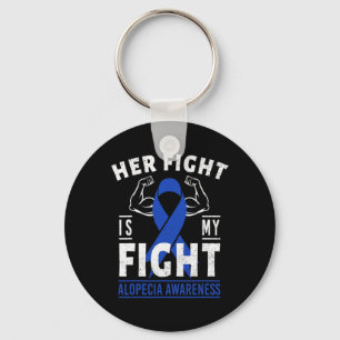 Kampf ist mein Kampf Alopezie Bewusstsein Blue Rib Schlüsselanhänger